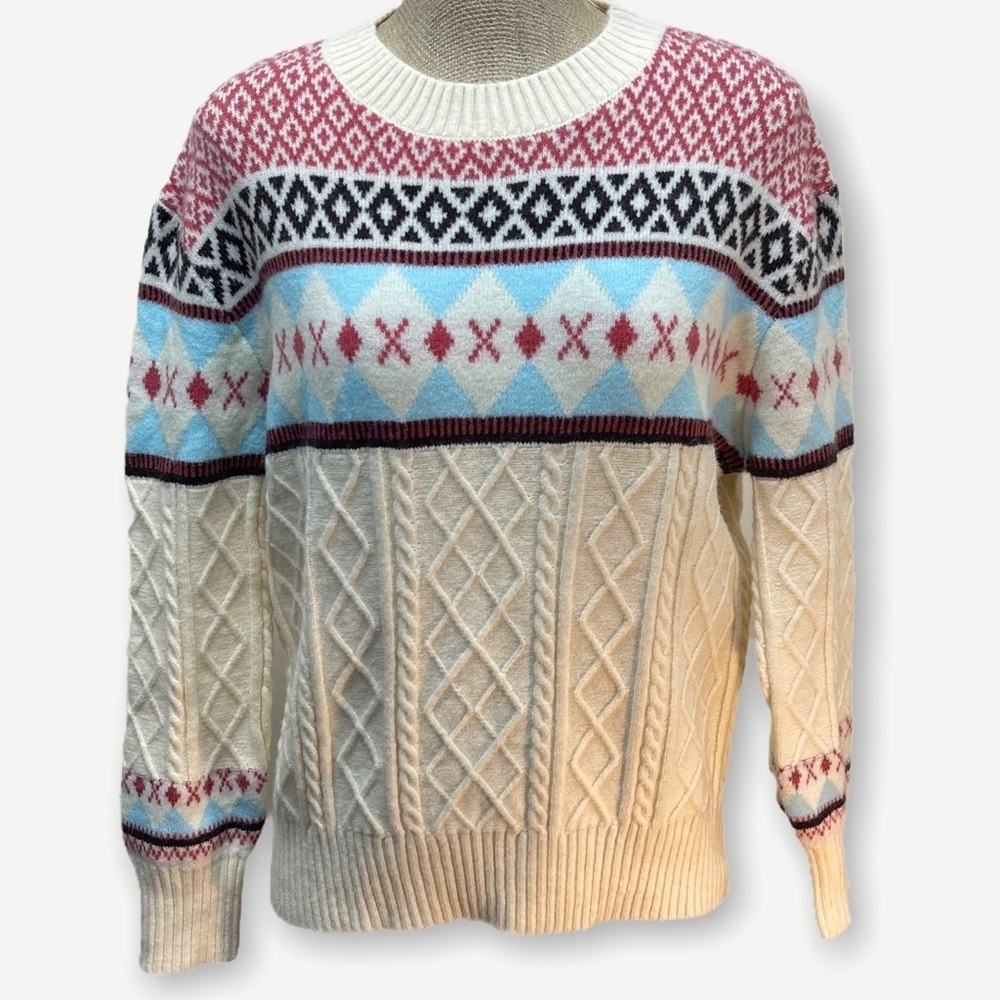 Love +‎ HARMONY fair isle cable knit sweater